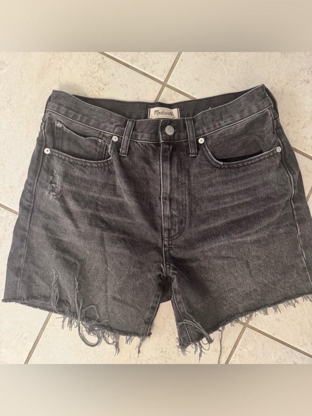 Madewell Black Washed Denim Cutoff Shorts - Picture 3 of 4